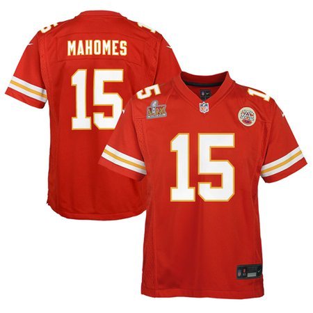 Youth Kansas City Chiefs #15 Patrick Mahomes Red Super Bowl LIX Game Player Jersey